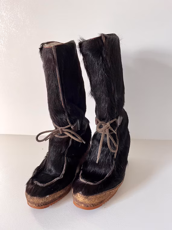 Vintage Pichette Pony Hair Après-Ski Boots — French Alpine, EU 36