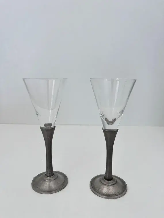Vintage Pewter Sherry Glasses (Set of 2) | Rune Tennesmed Scandinavian Design