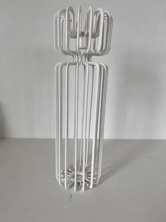 Vintage White Metal Wire Candle Holder - Scandinavian Modern Decor