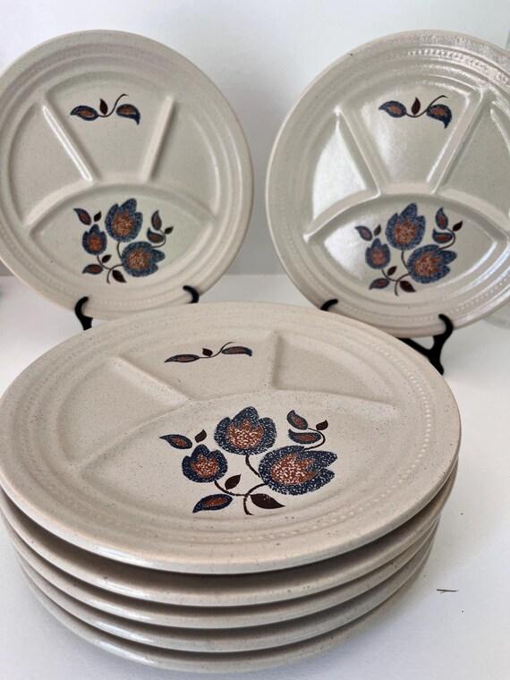 Vintage Sologne Fondue Plates: French Stoneware Dinnerware, Set of 7
